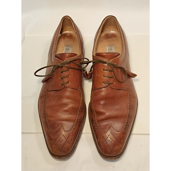 Wilson and Dean Wilkes Bashford Mens Size 9M Brown Leather Shoes Lace up Italy - Picture 2 of 11
